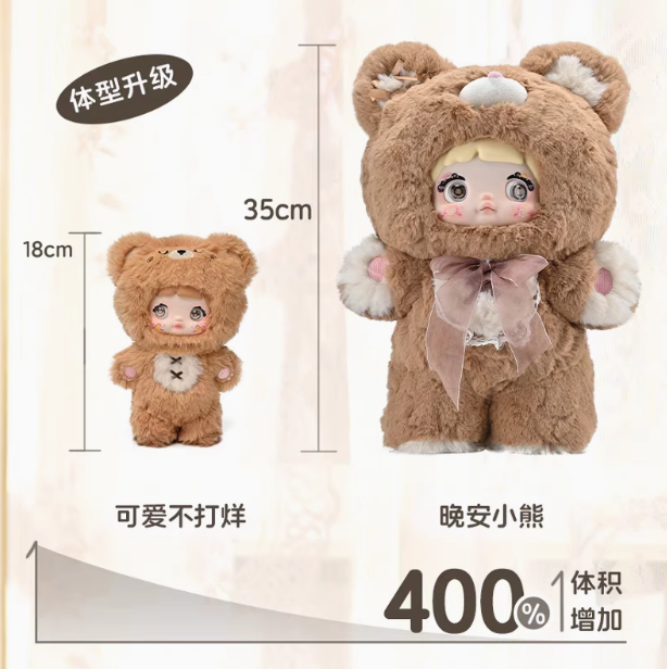 现货Nommi糯米儿400%晚安小熊系列毛绒盲盒可爱潮玩娃娃