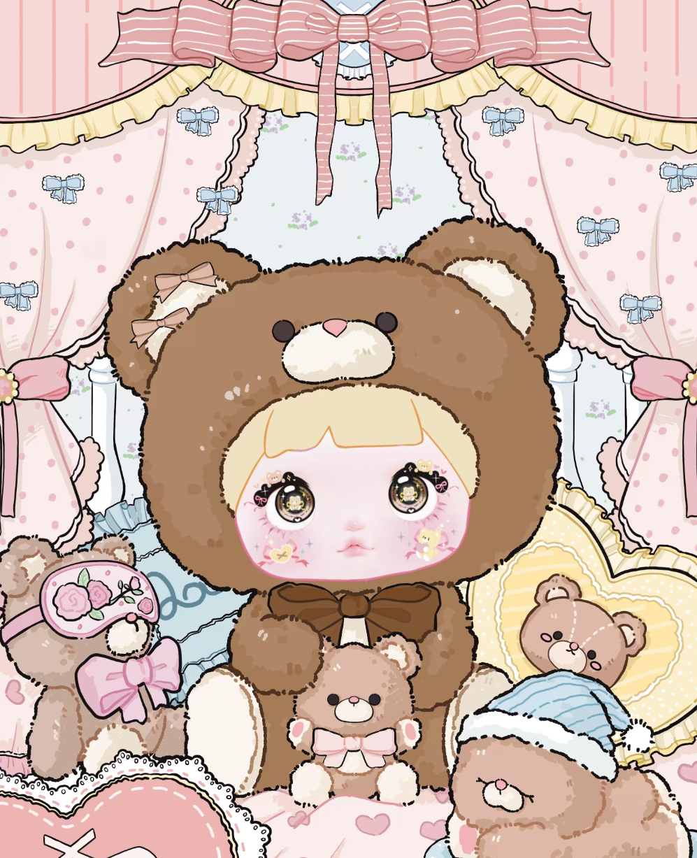 现货Nommi糯米儿400%晚安小熊系列毛绒盲盒可爱潮玩娃娃