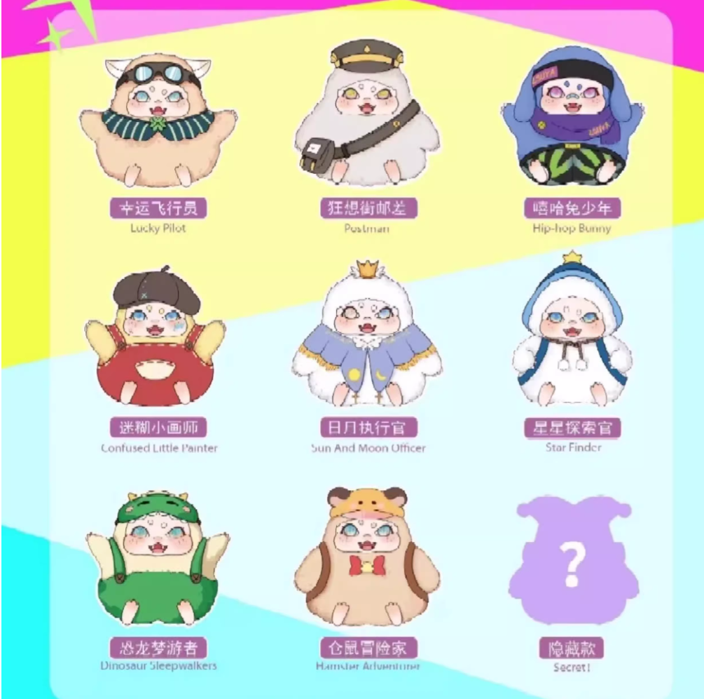 Trendy Toy Three Treasures Trendy Toy Fantasy Street Plush Trendy Toy Blind Box Cute Gift-Plush Doll Ornaments